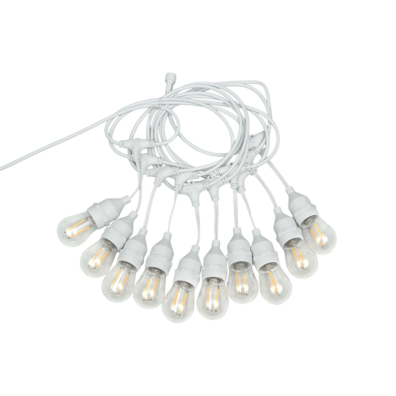 Lámpara de hilo blanco caliente S14 con alambre colgante E27, lámpara simple de 2 W