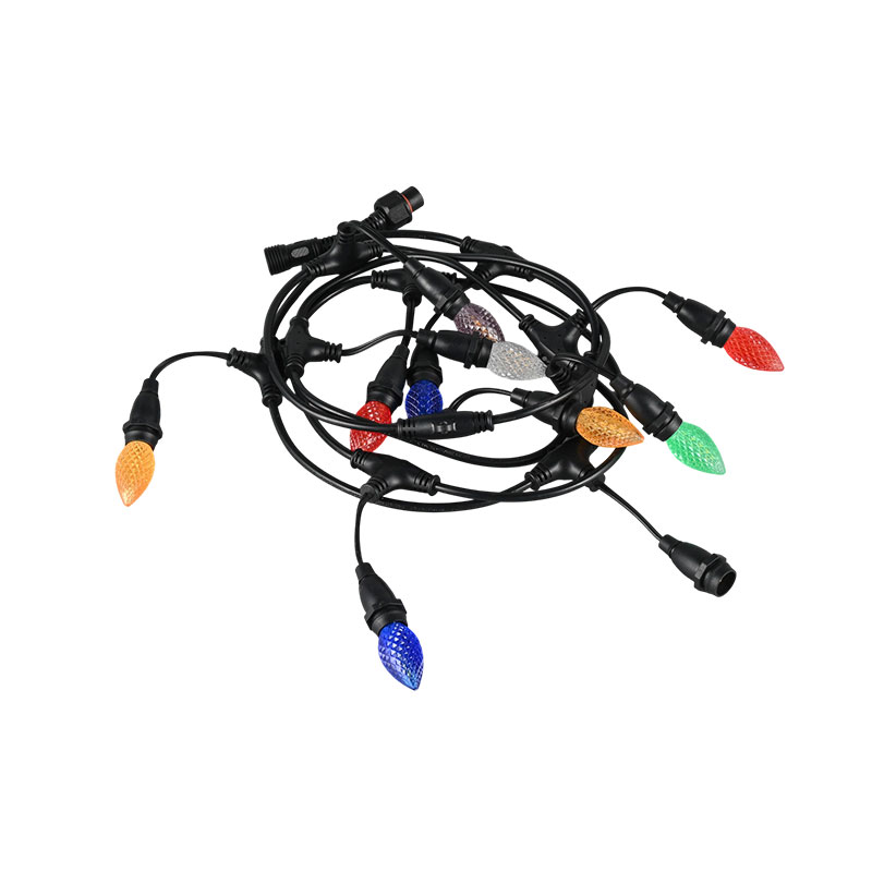 Colgante C7 en forma de fresa tipo E12 con base de tornillo, cuerda de color, luz, modelo de ahorro energético de 0,5 W