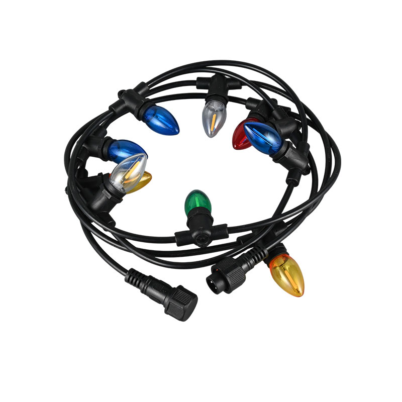 Bombilla de superficie lisa C7 E12 con base de tornillo, color 0,5 W, luz de cuerda integrada