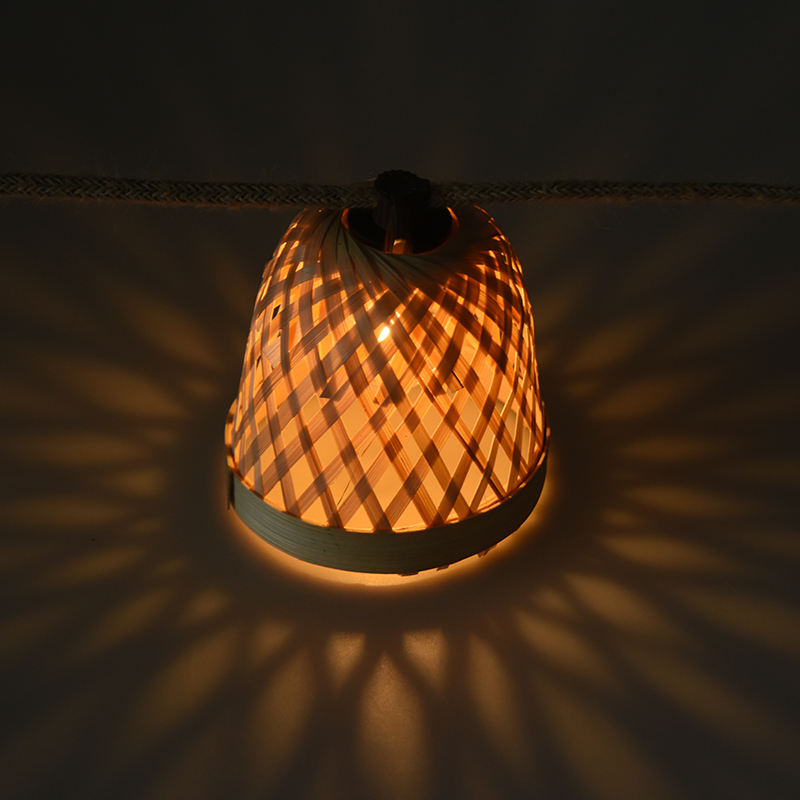 Cuerda de luz solar G40 de tejido de bambú (5 metros 10 luces)