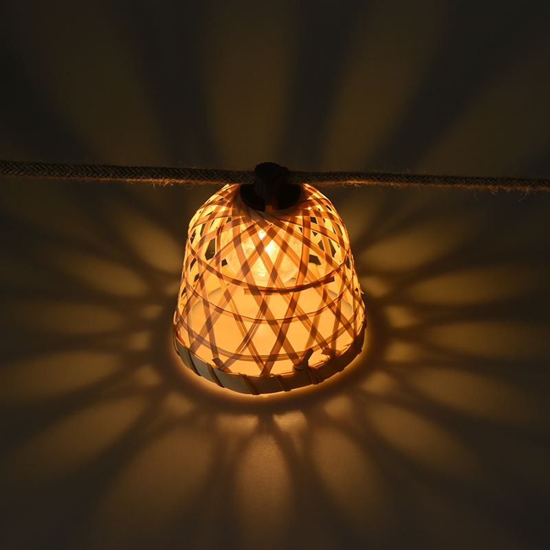 Cuerda de luz solar G40 de tejido de bambú (5 metros 10 luces)