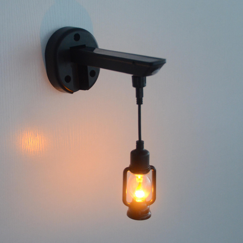 Lámpara de pared solar estilo lámpara de queroseno vintage (efecto llama)