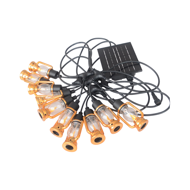 Cuerda de luz de llama estilo linterna de carruaje vintage (oro, 5 metros 10 luces)